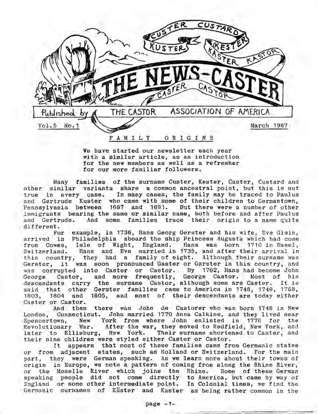 1987 News-Caster Has Been Published in Coffey County Footprints [Kansas) September 1987