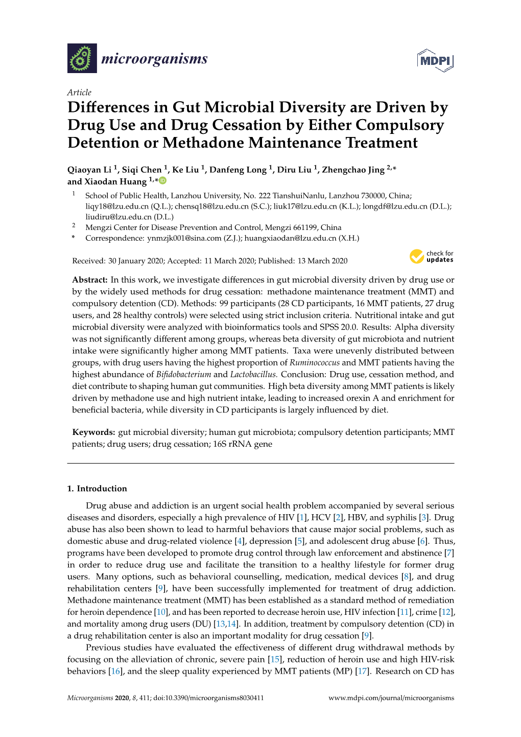 Differences in Gut Microbial Diversity Are Driven by Drug Use and Drug