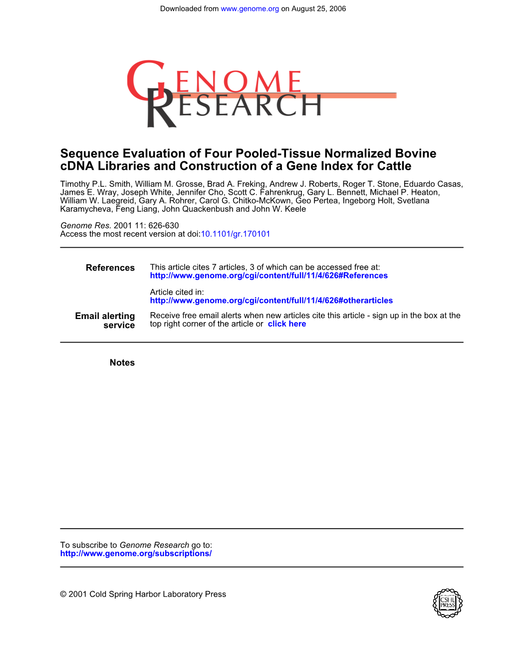 Cdna Libraries and Construction of a Gene Index for Cattle Sequence