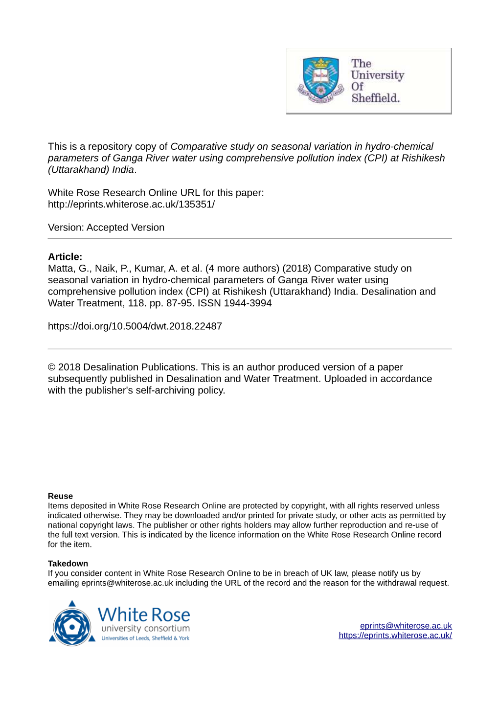 Comparative Study on Seasonal Variation in Hydro-Chemical Parameters of Ganga River Water Using Comprehensive Pollution Index (CPI) at Rishikesh (Uttarakhand) India