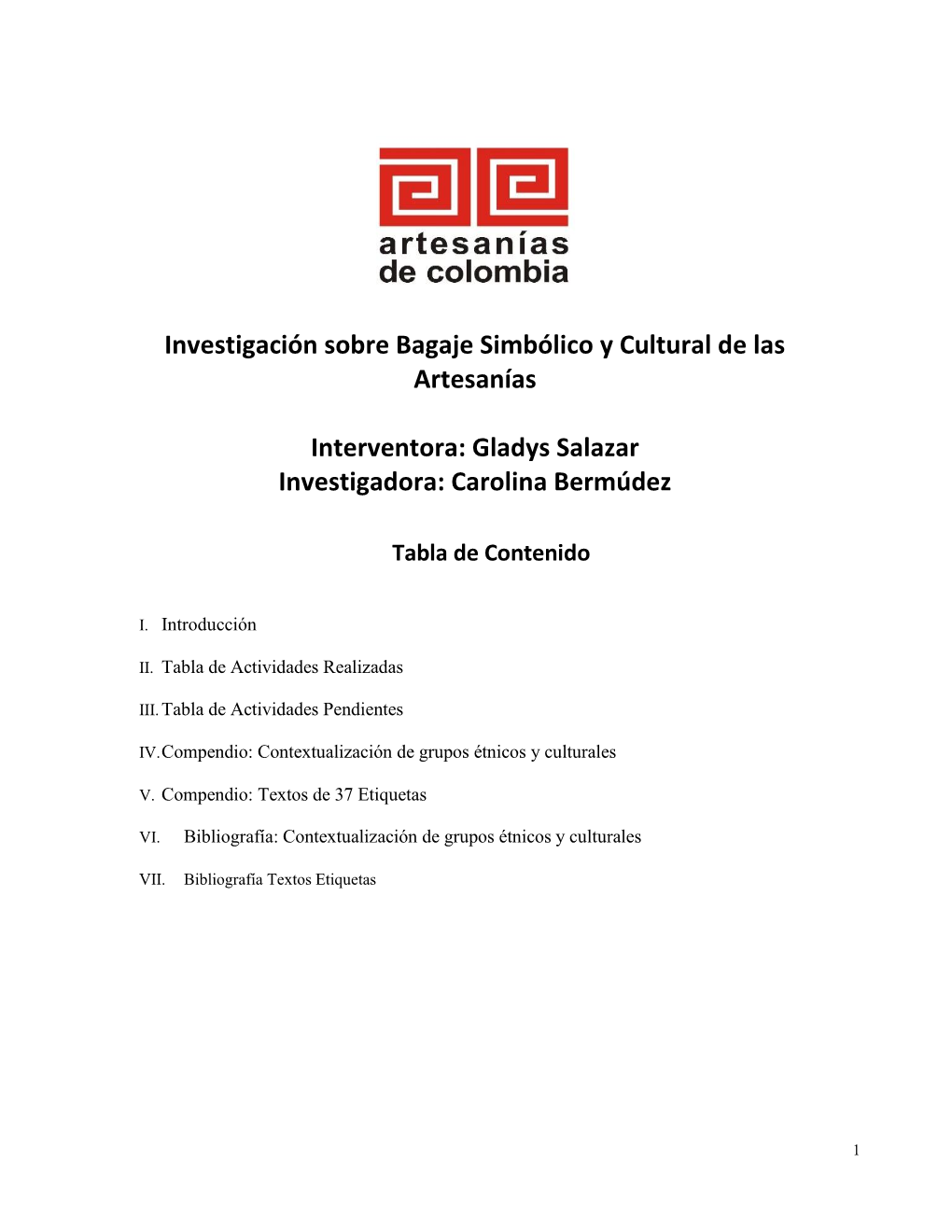 Investigación Sobre Bagaje Simbólico Y Cultural De Las Artesanías