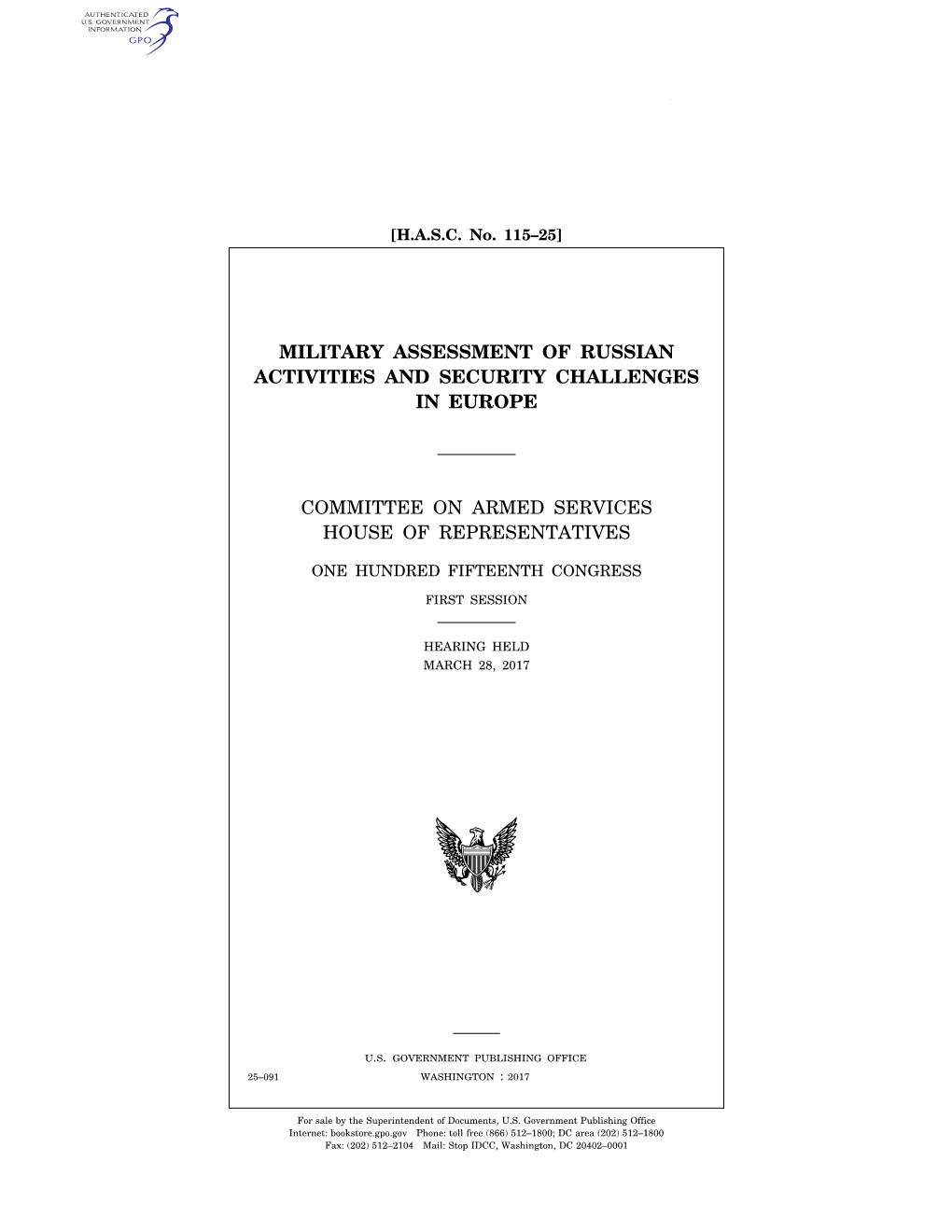 Military Assessment of Russian Activities and Security Challenges in Europe