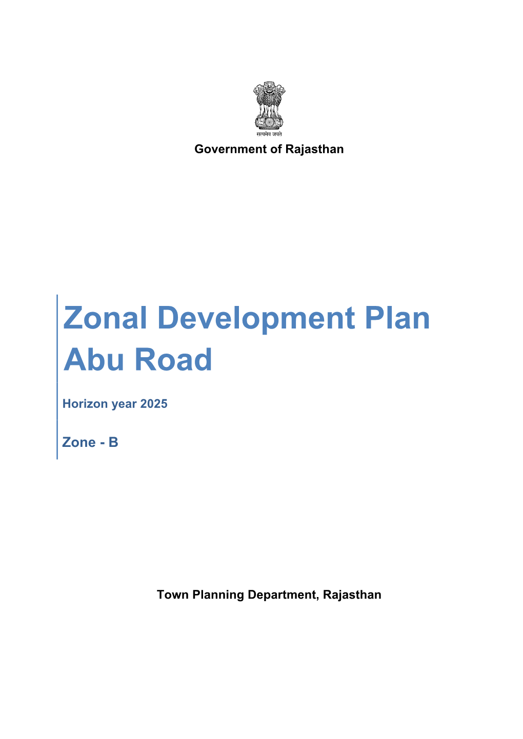 Zonal Development Plan Abu Road