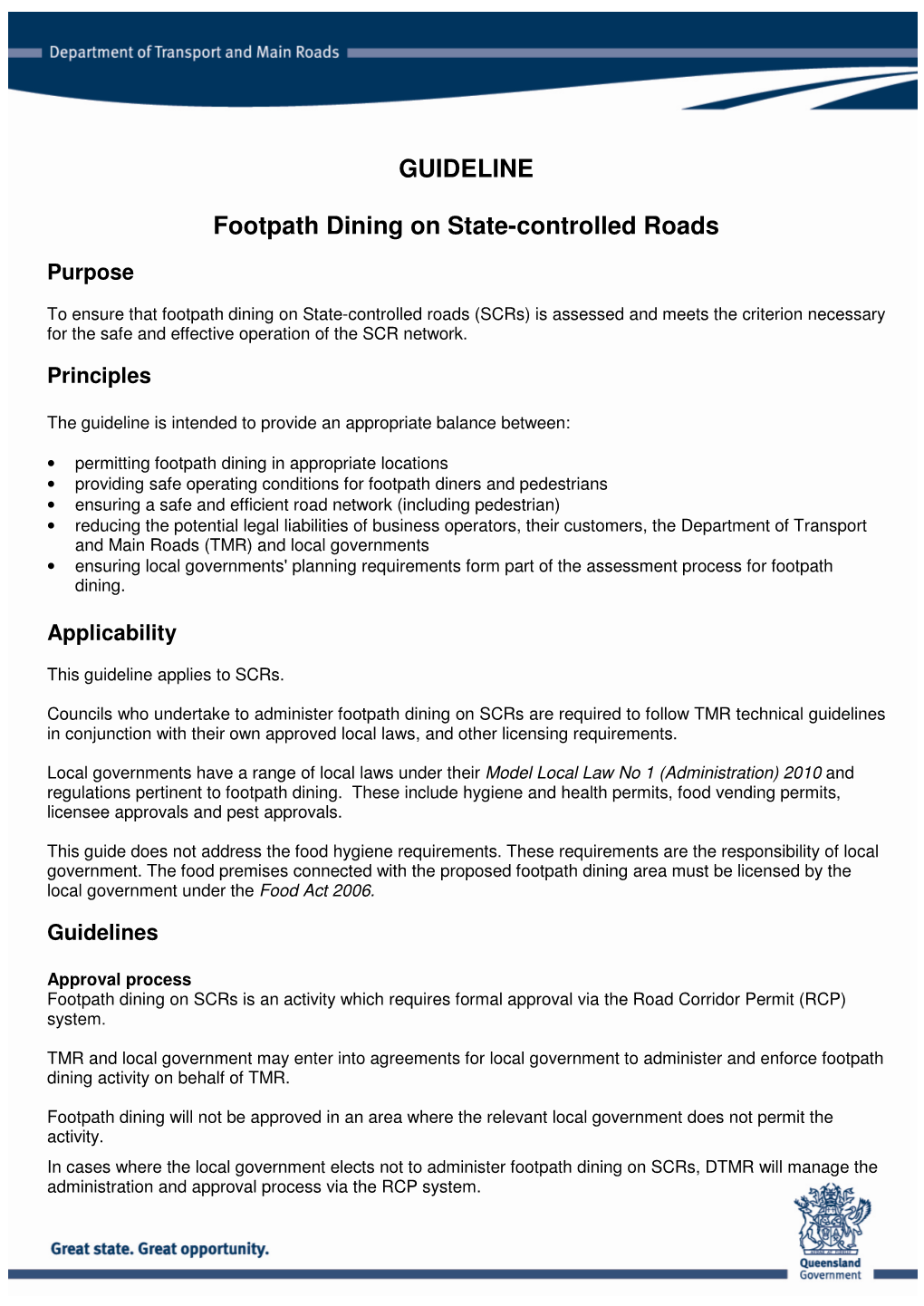 GUIDELINE Footpath Dining on State-Controlled Roads