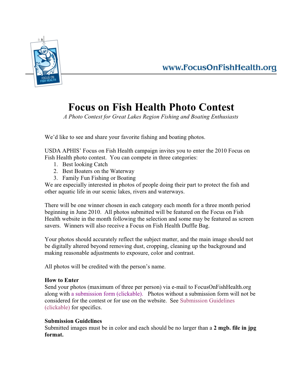 Focus on Fish Health Photo Contest