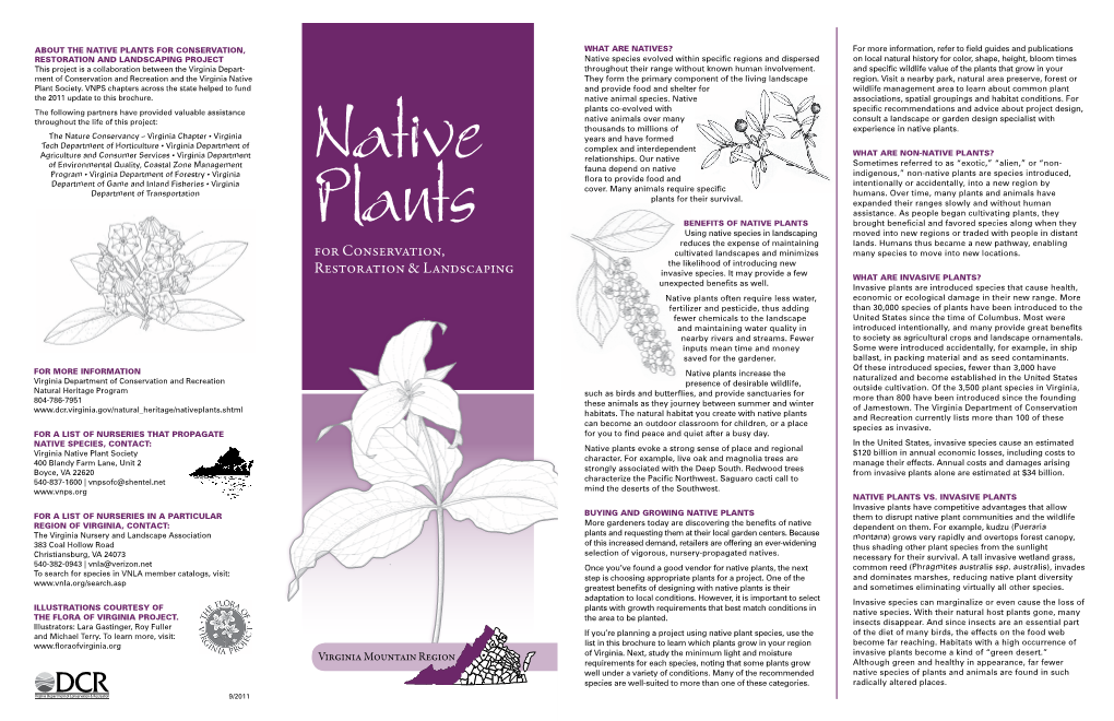 Native Plants for Conservation, Restoration & Landscaping