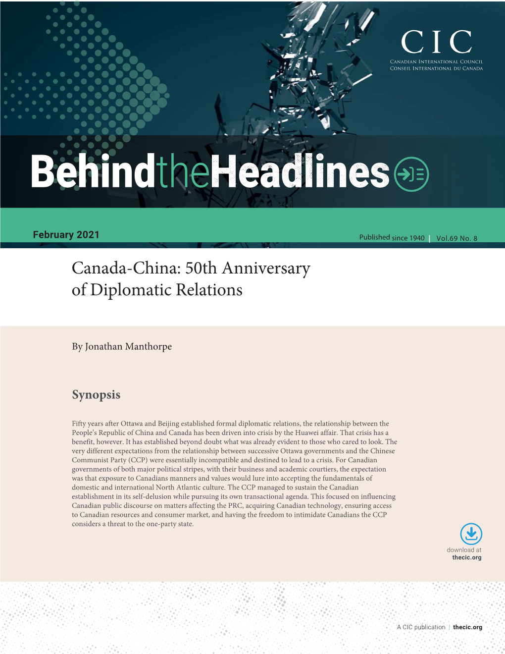 Canada-China: 50Th Anniversary of Diplomatic Relations