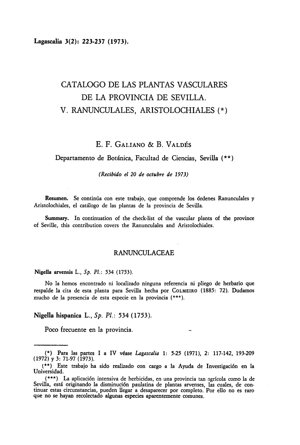 Catalogo De Las Plantas Vasculares De La Provincia De Sevilla
