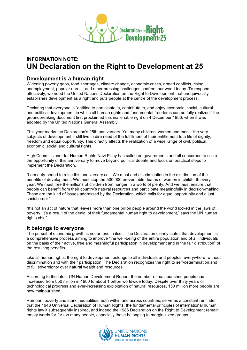 UN Declaration on the Right to Development at 25