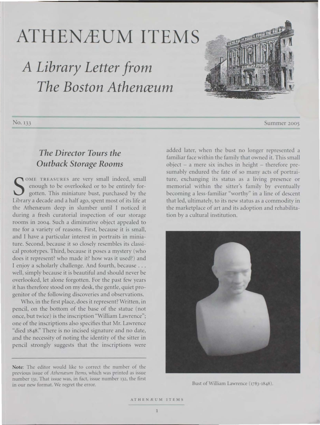 A Library Letter from the Boston Athenceum