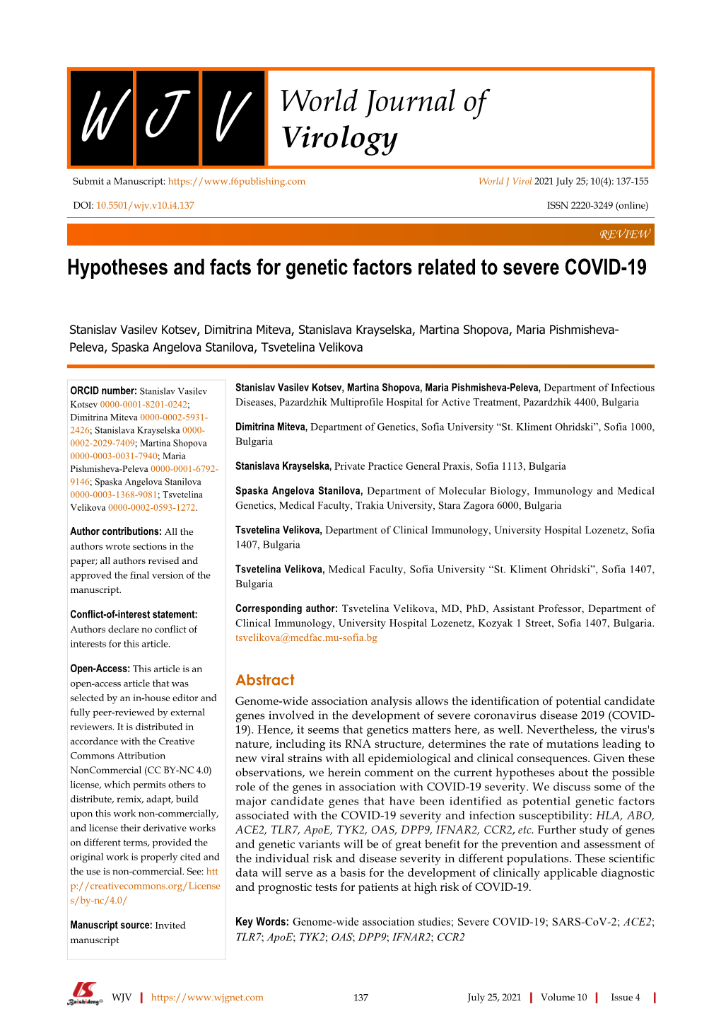 Hypotheses and Facts for Genetic Factors Related to Severe COVID-19
