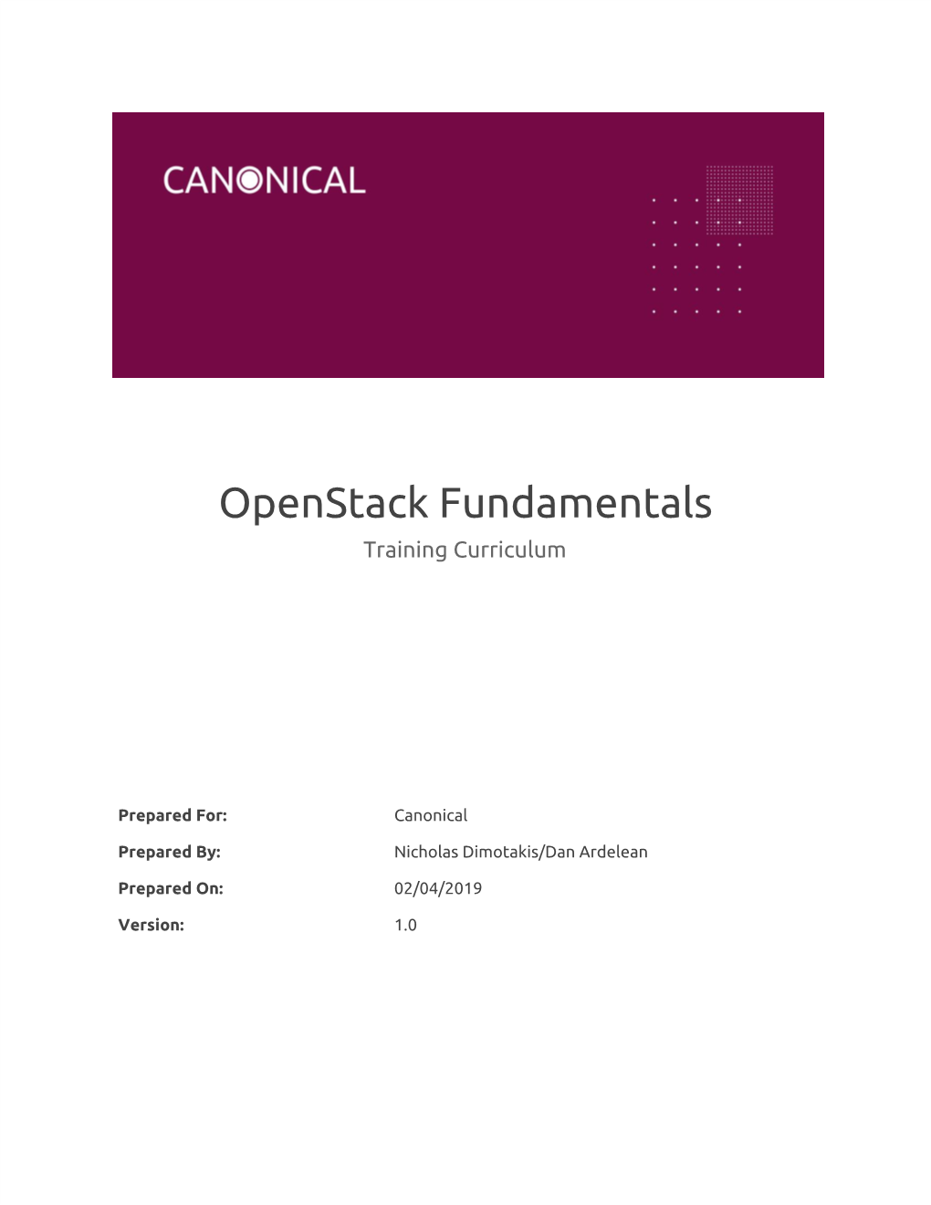 Openstack Fundamentals Training Curriculum