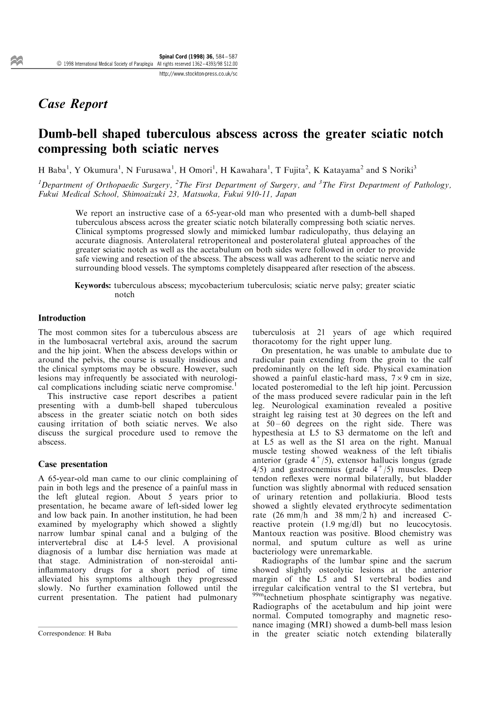 Case Report Dumb-Bell Shaped Tuberculous Abscess