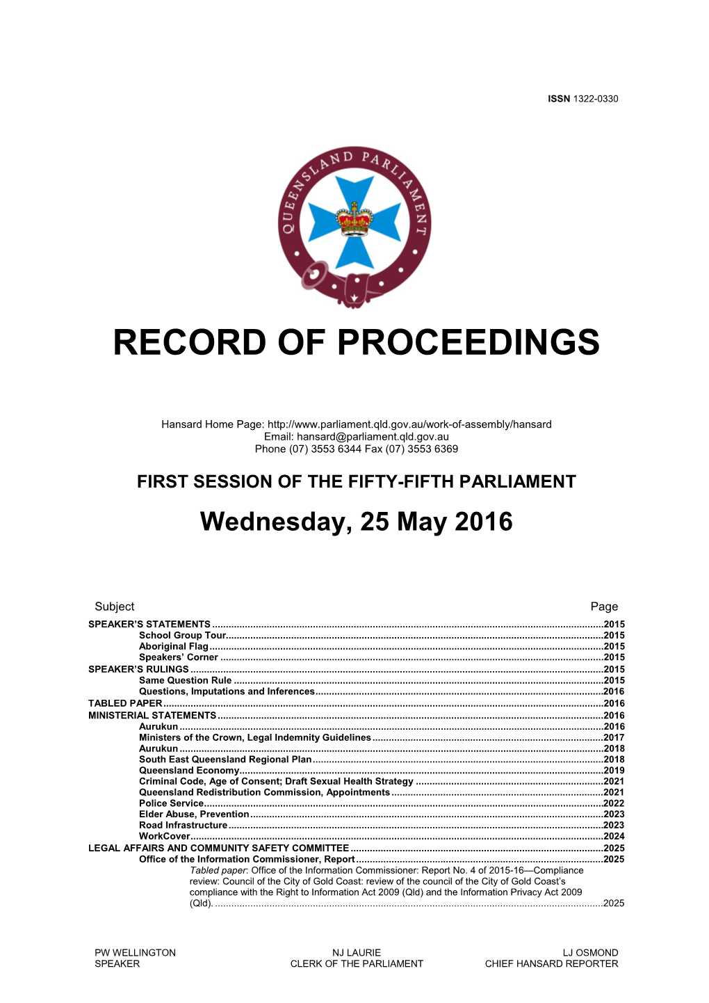 Record of Proceedings