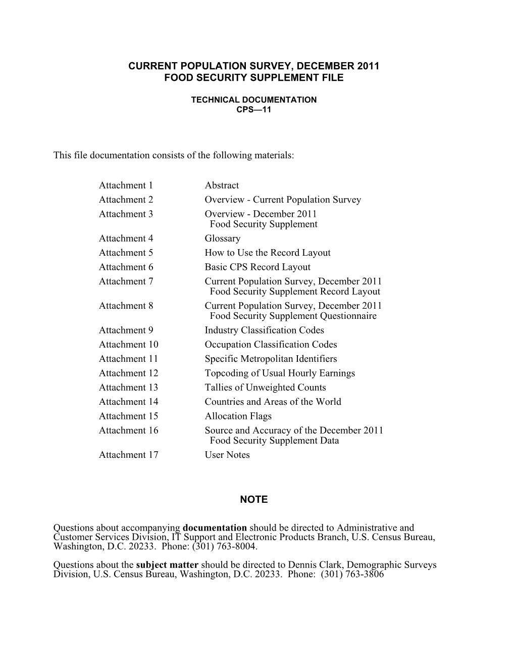 Current Population Survey, December 2011 Food Security Supplement File