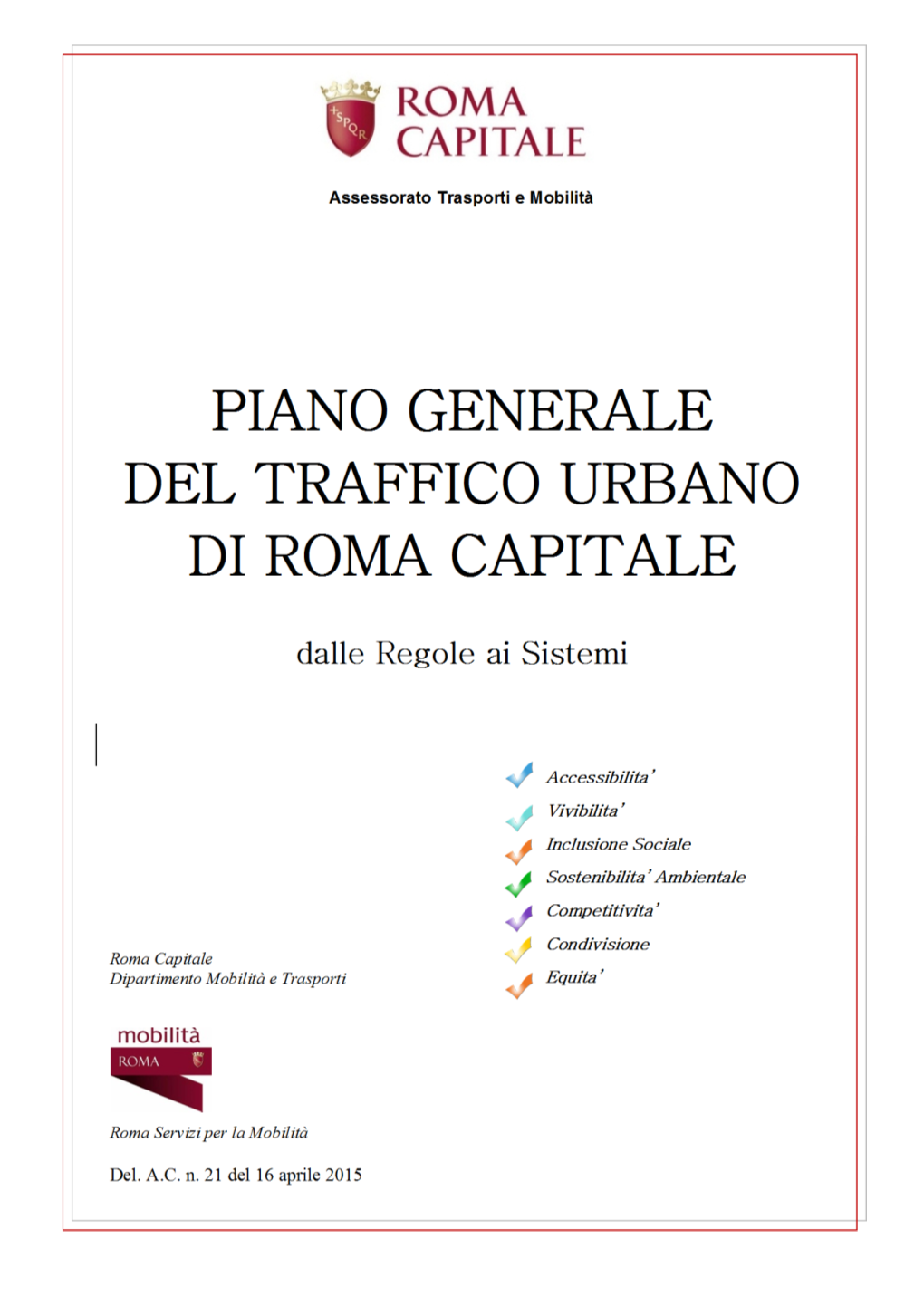 Piano Generale Del Traffico Urbano Di Roma Capitale
