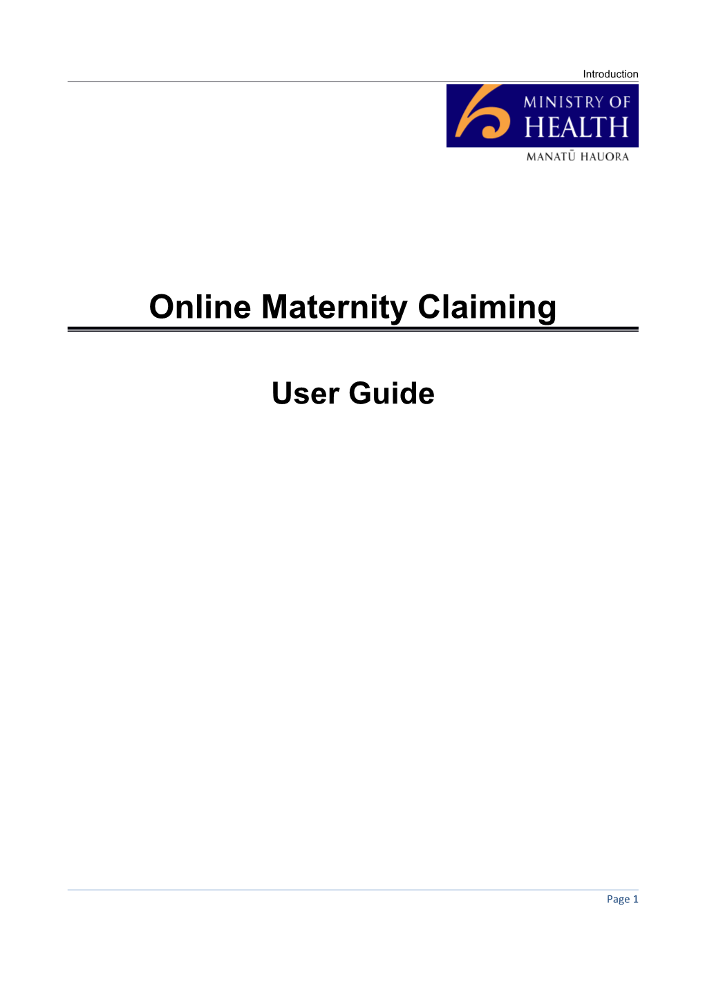 Online Maternity Claiming 2007: User Guide