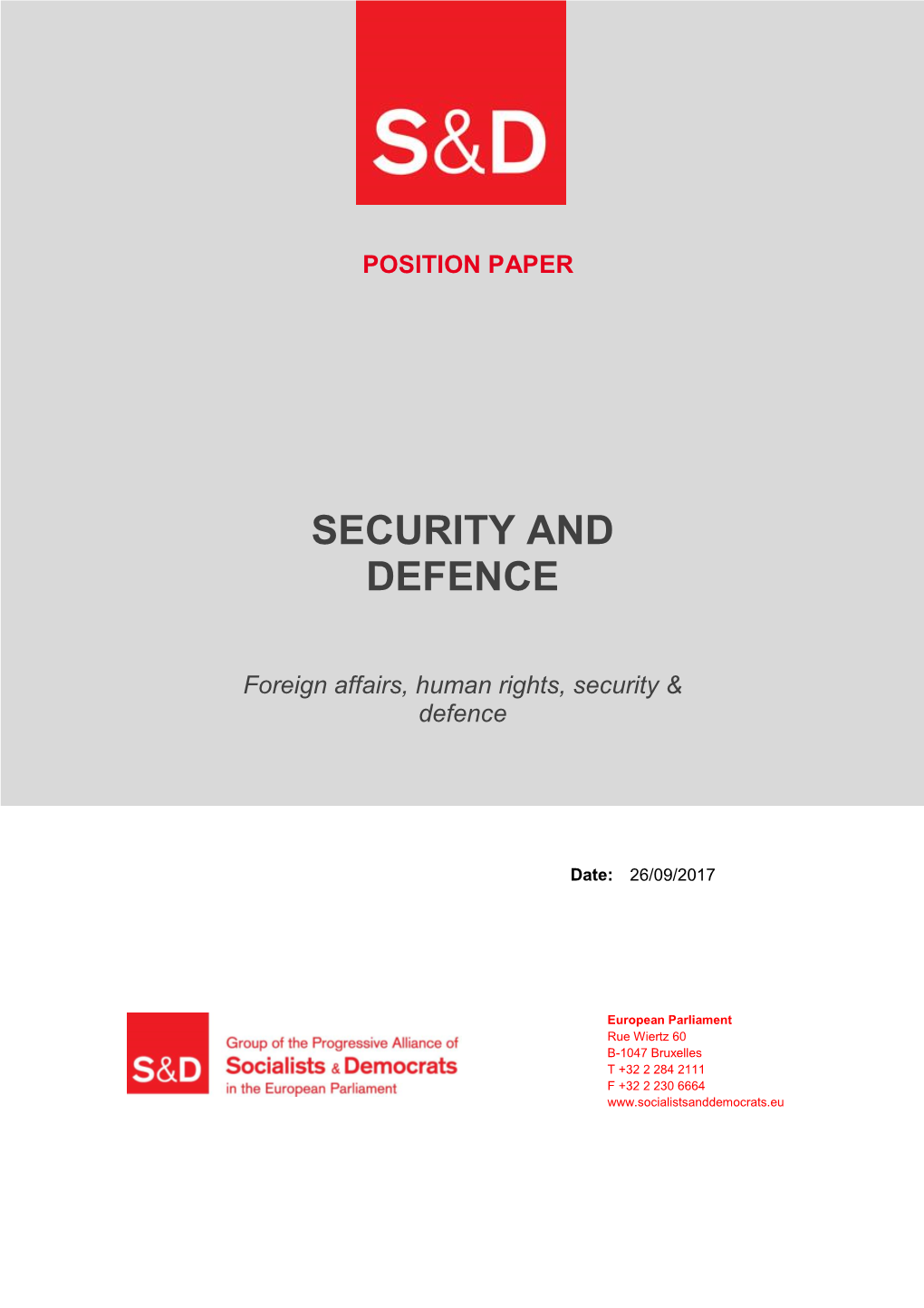 Position Paper: Security and Defence