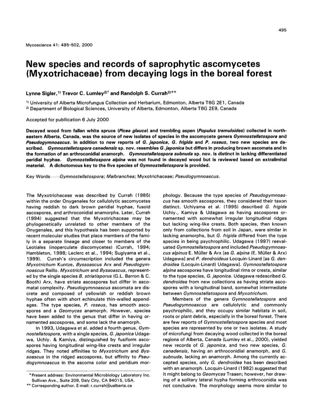 New Species and Records of Saprophytic Ascomycetes (Myxotrichaceae) from Decaying Logs in the Boreal Forest