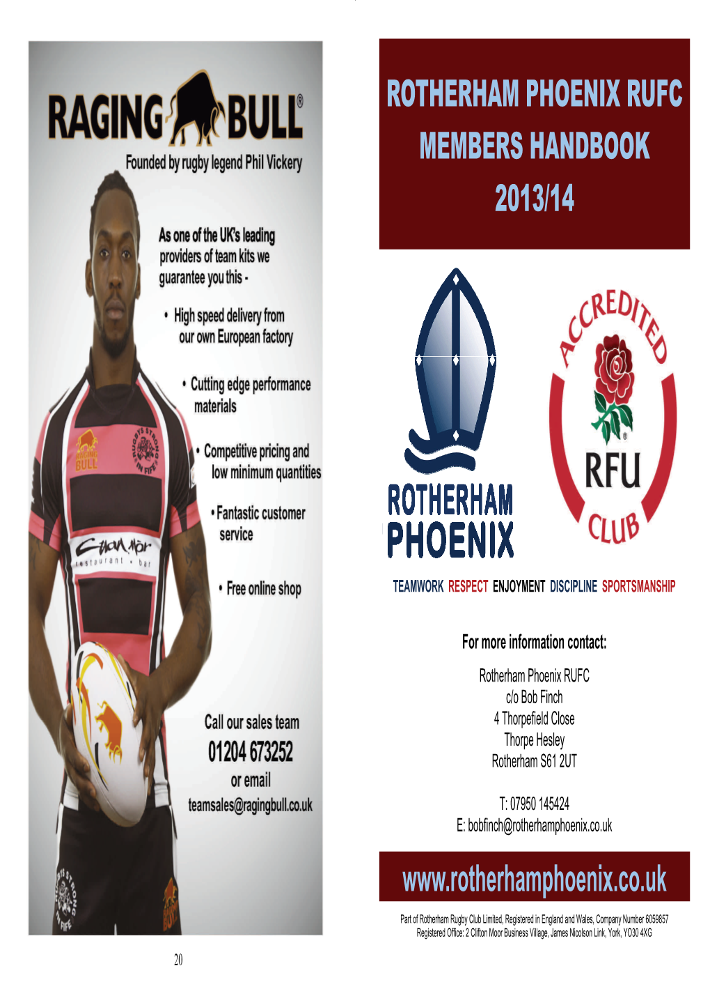 Rotherham Phoenix Rufc Members Handbook 2013/14