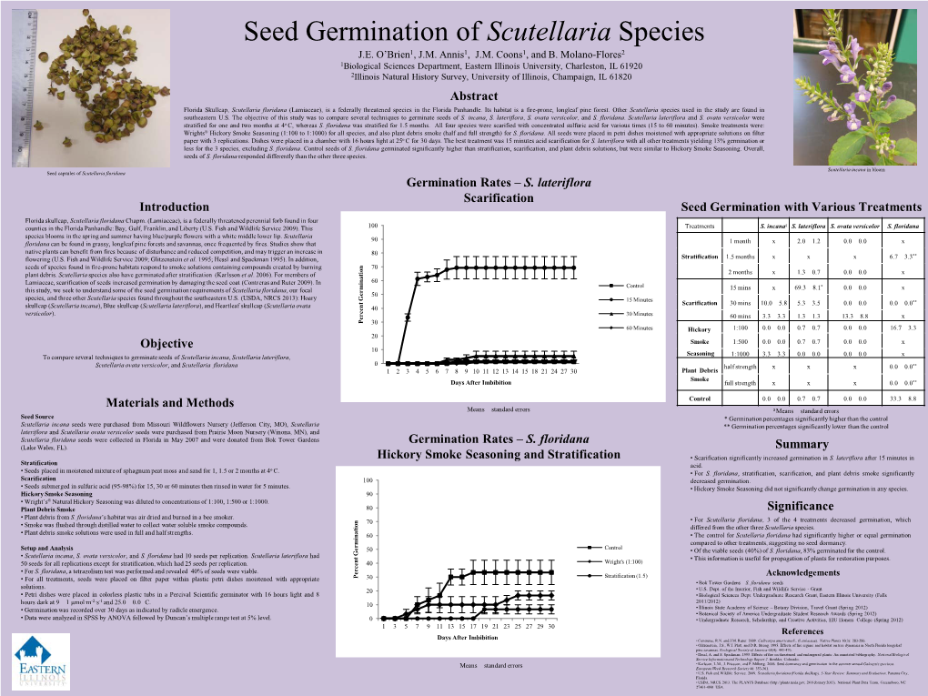 Seed Germination of Scutellaria Species J.E