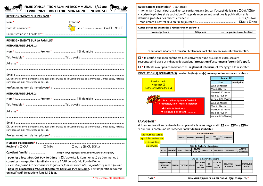 Fiche D'inscription Fevrier 2021