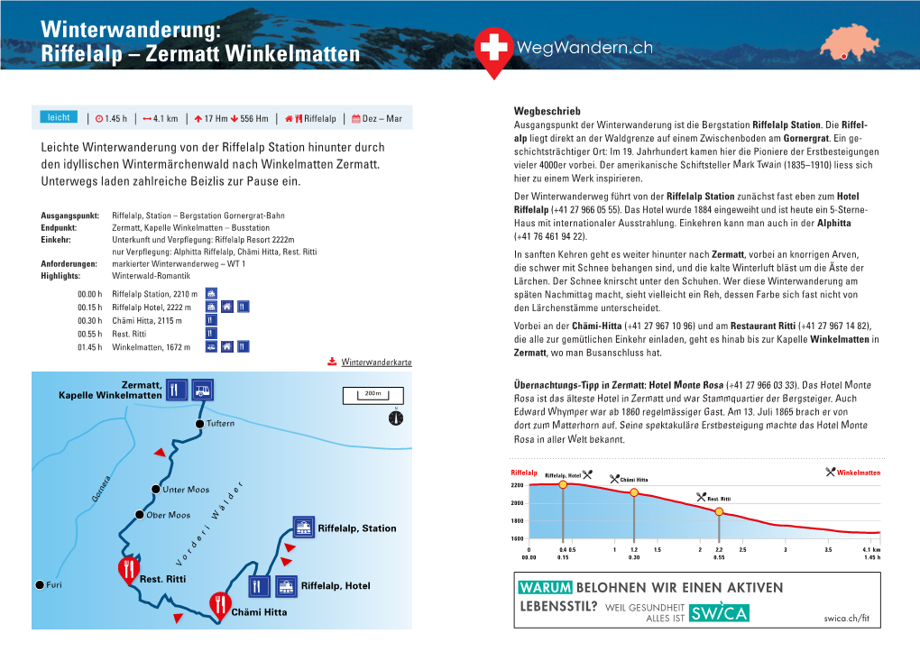 Winterwanderung: Riffelalp – Zermatt Winkelmatten