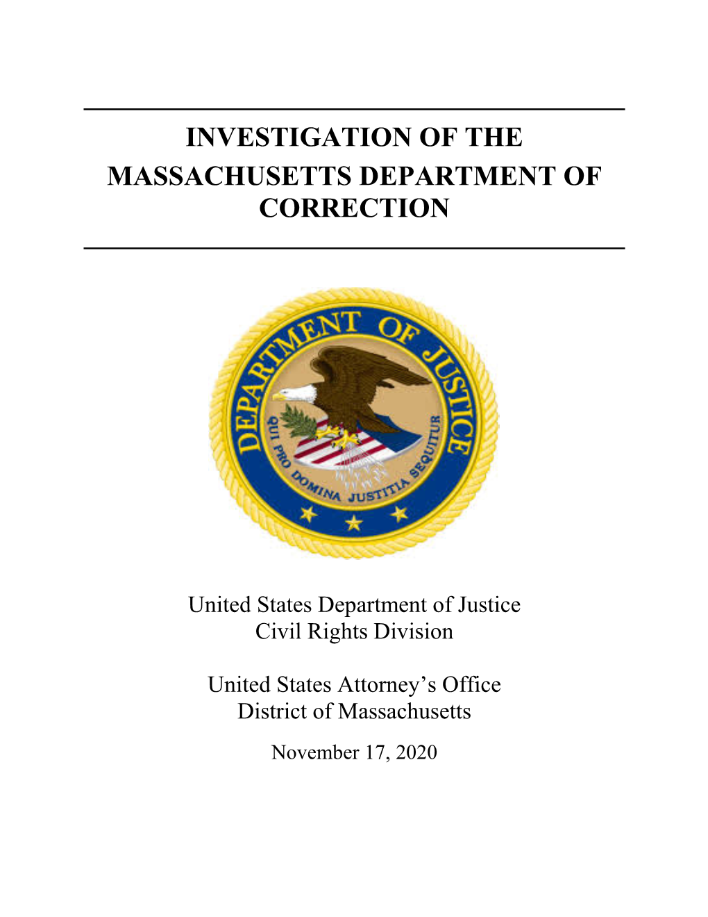 Investigation of the Massachusetts Department of Correction