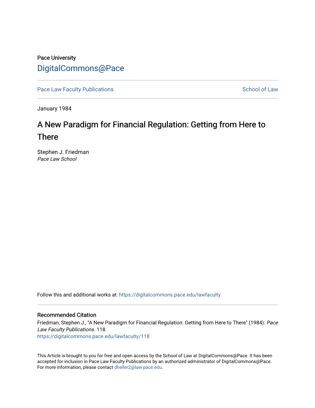 A New Paradigm for Financial Regulation: Getting from Here to There