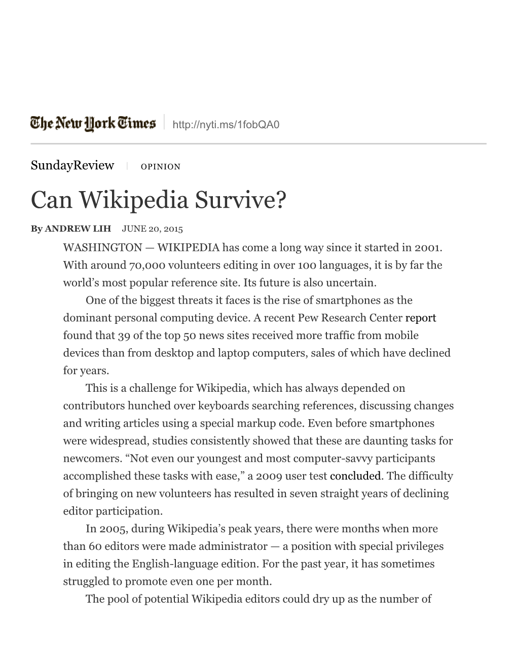 Can Wikipedia Survive?