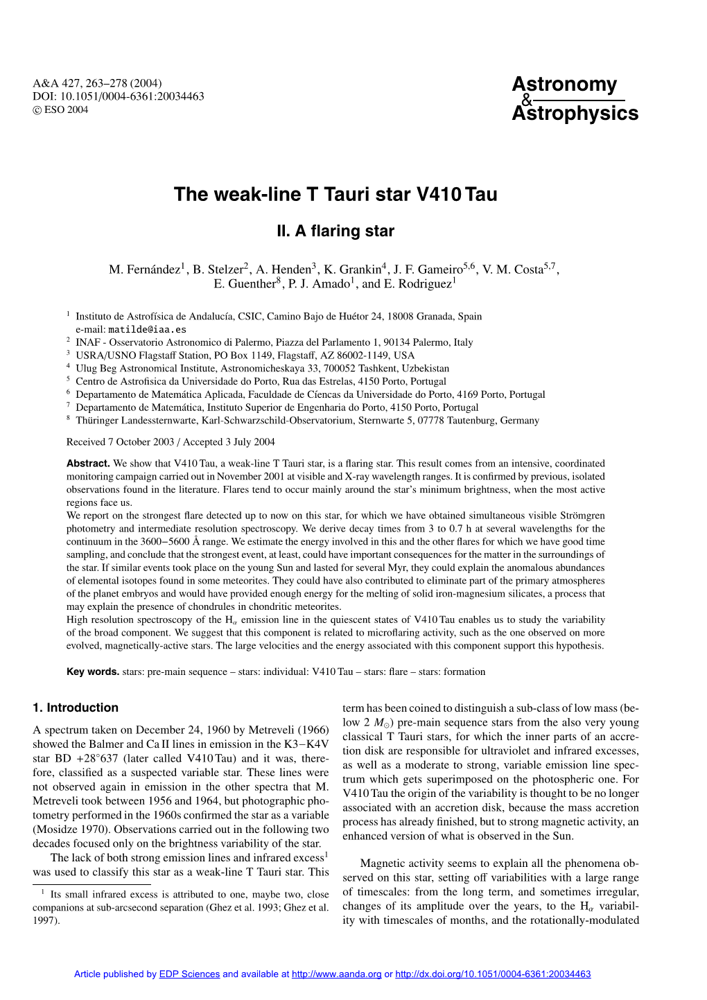 The Weak-Line T Tauri Star V410 Tau