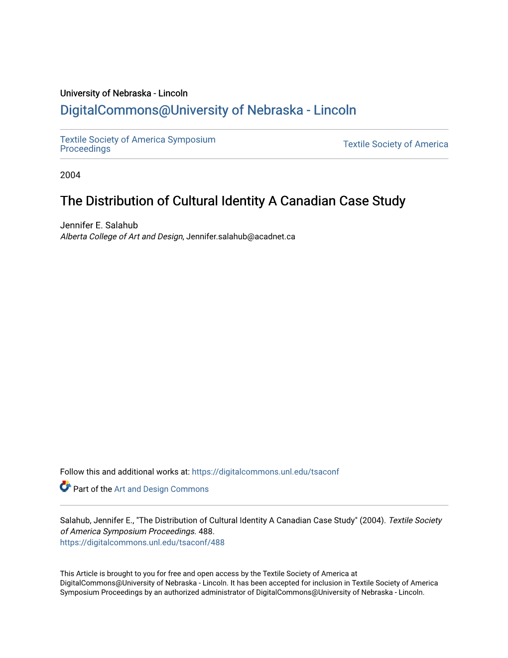 The Distribution of Cultural Identity a Canadian Case Study