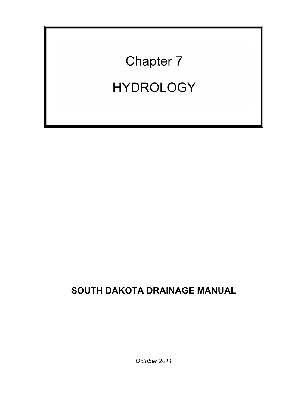 Chapter 7 HYDROLOGY