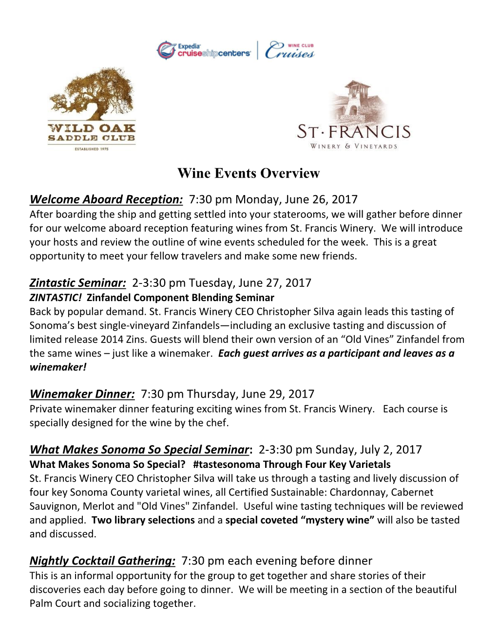Wine Events Overview