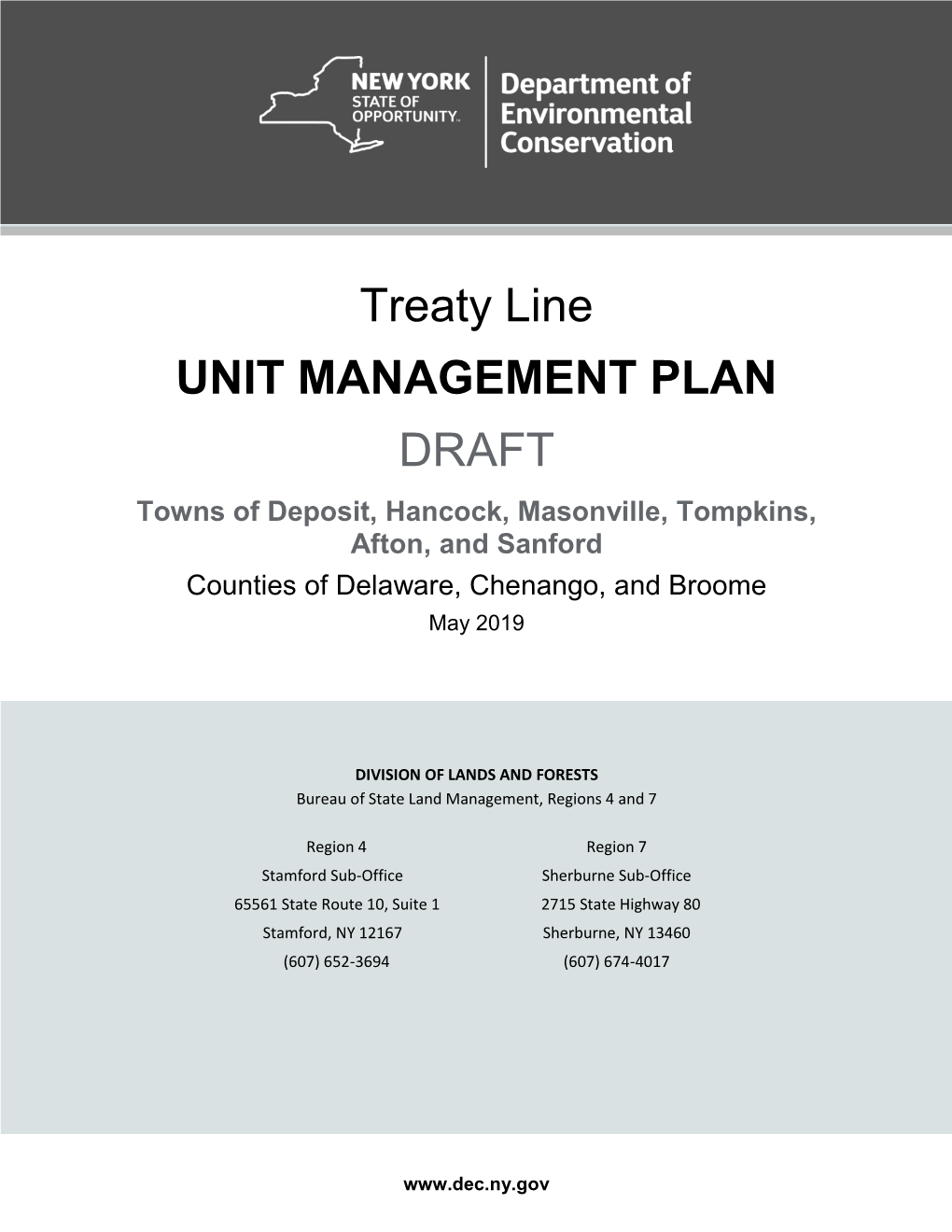 Treaty Line Draft Unit Management Plan