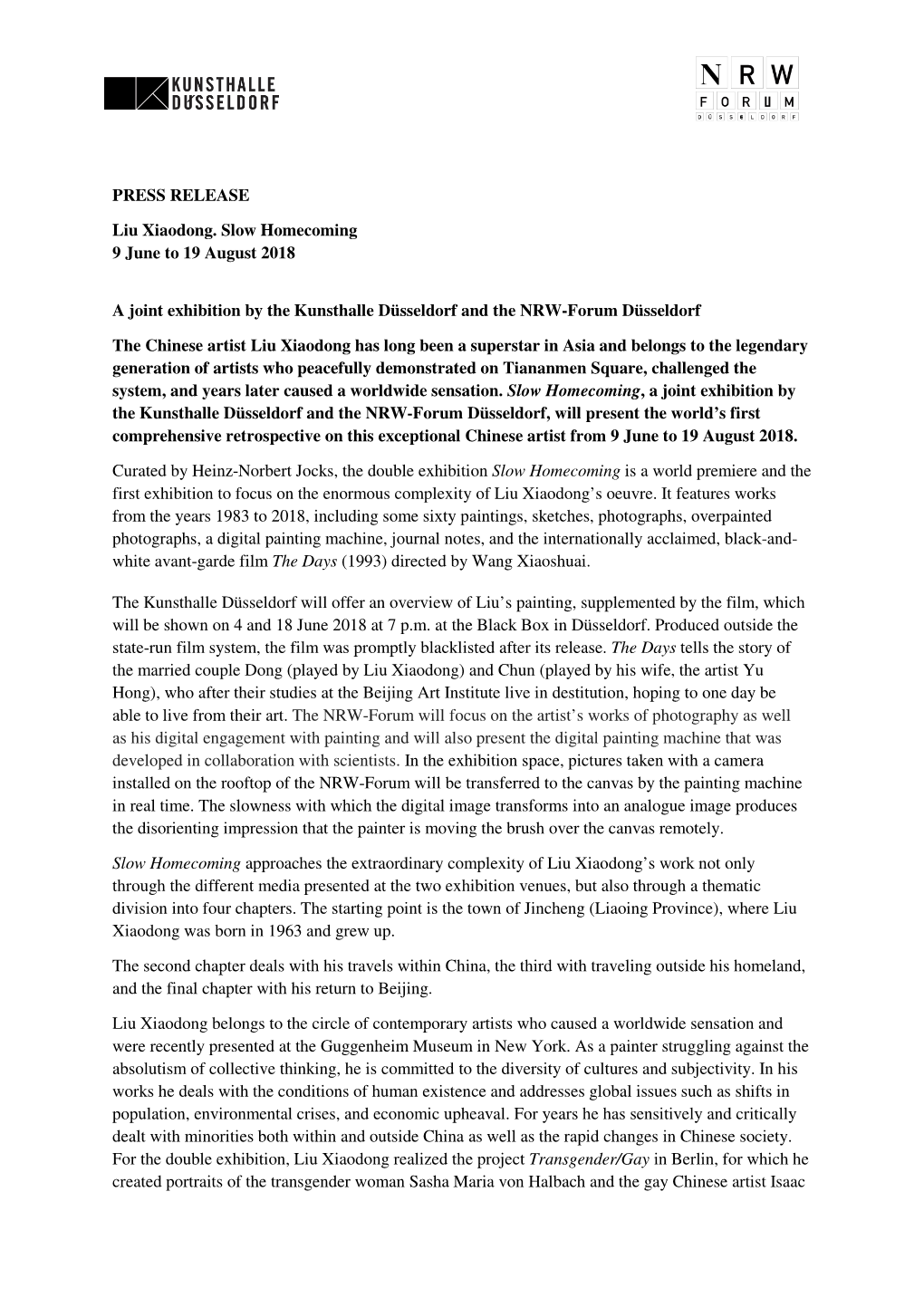 Press Release Liu Xiaodong