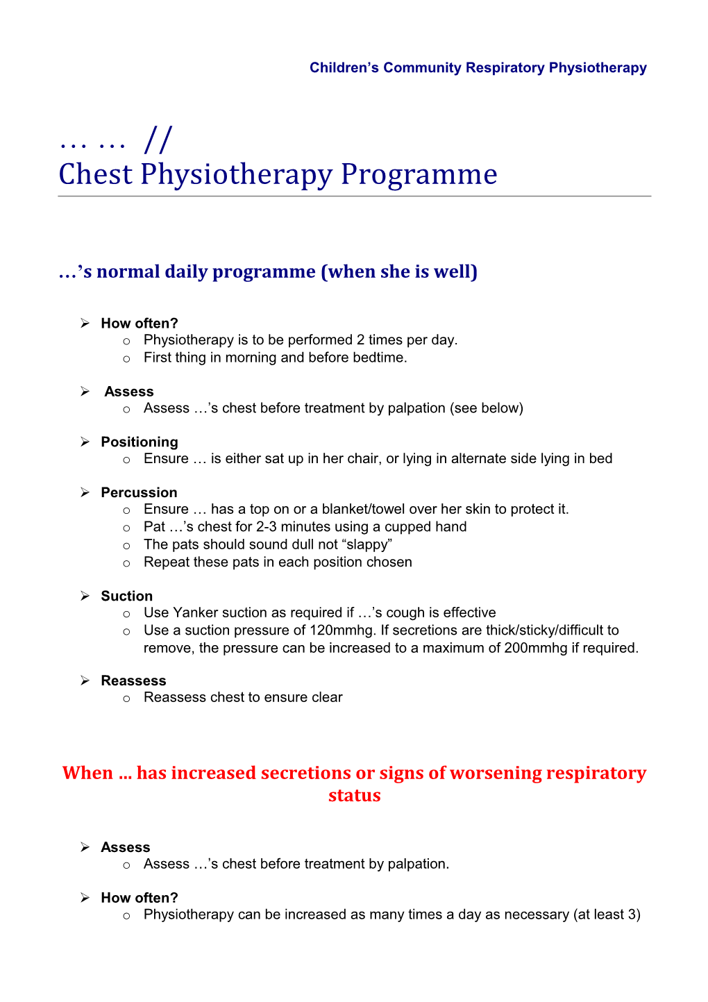 Children S Community Respiratory Physiotherapy