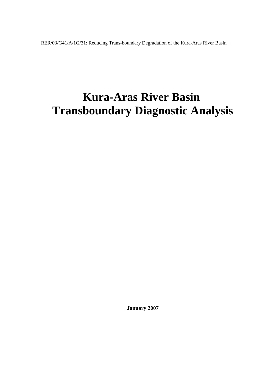 Kura-Aras River Basin Transboundary Diagnostic Analysis