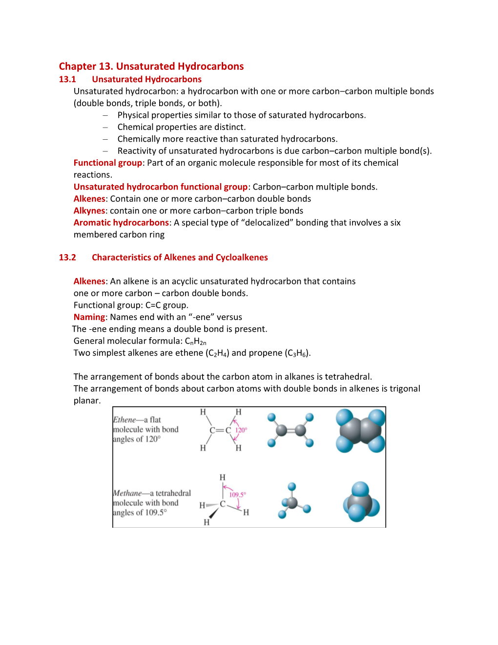 Chapter 13. Unsaturated Hydrocarbons