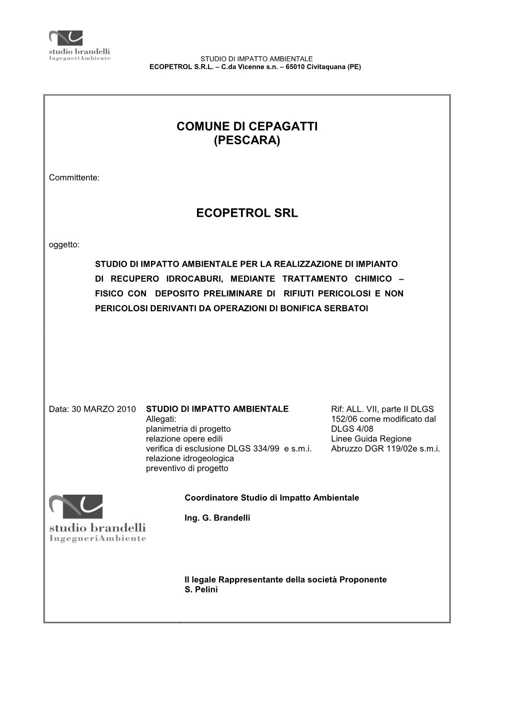 Comune Di Cepagatti (Pescara) Ecopetrol