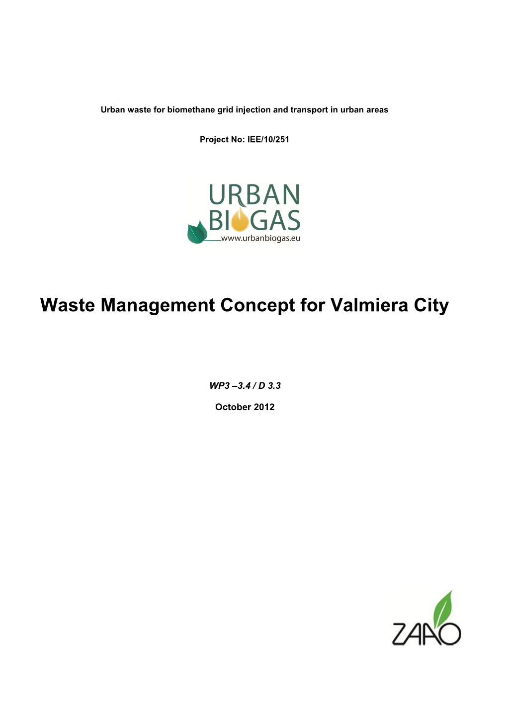 Waste Management Concept for Valmiera City