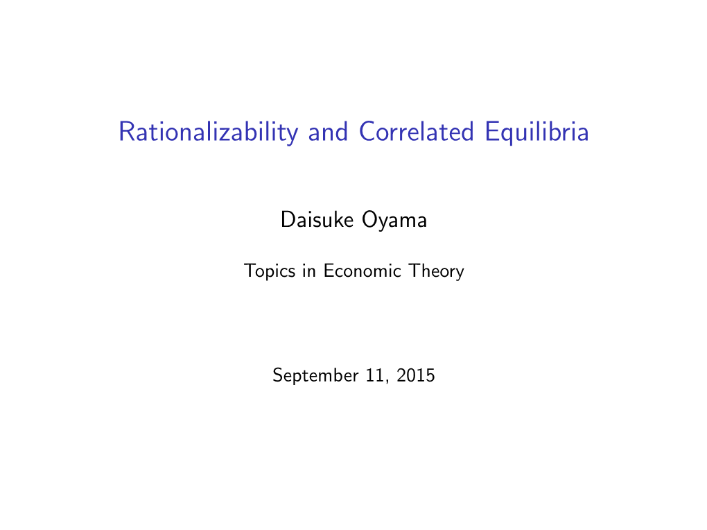 Rationalizability and Correlated Equilibria