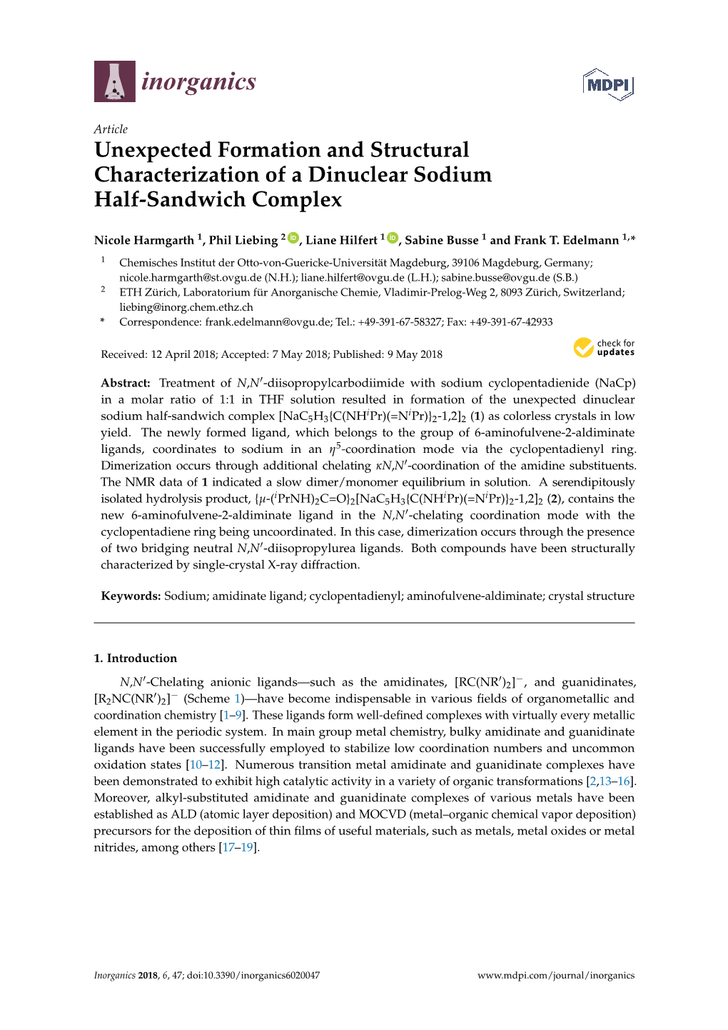 Unexpected Formation and Structural Characterization of a Dinuclear Sodium Half-Sandwich Complex