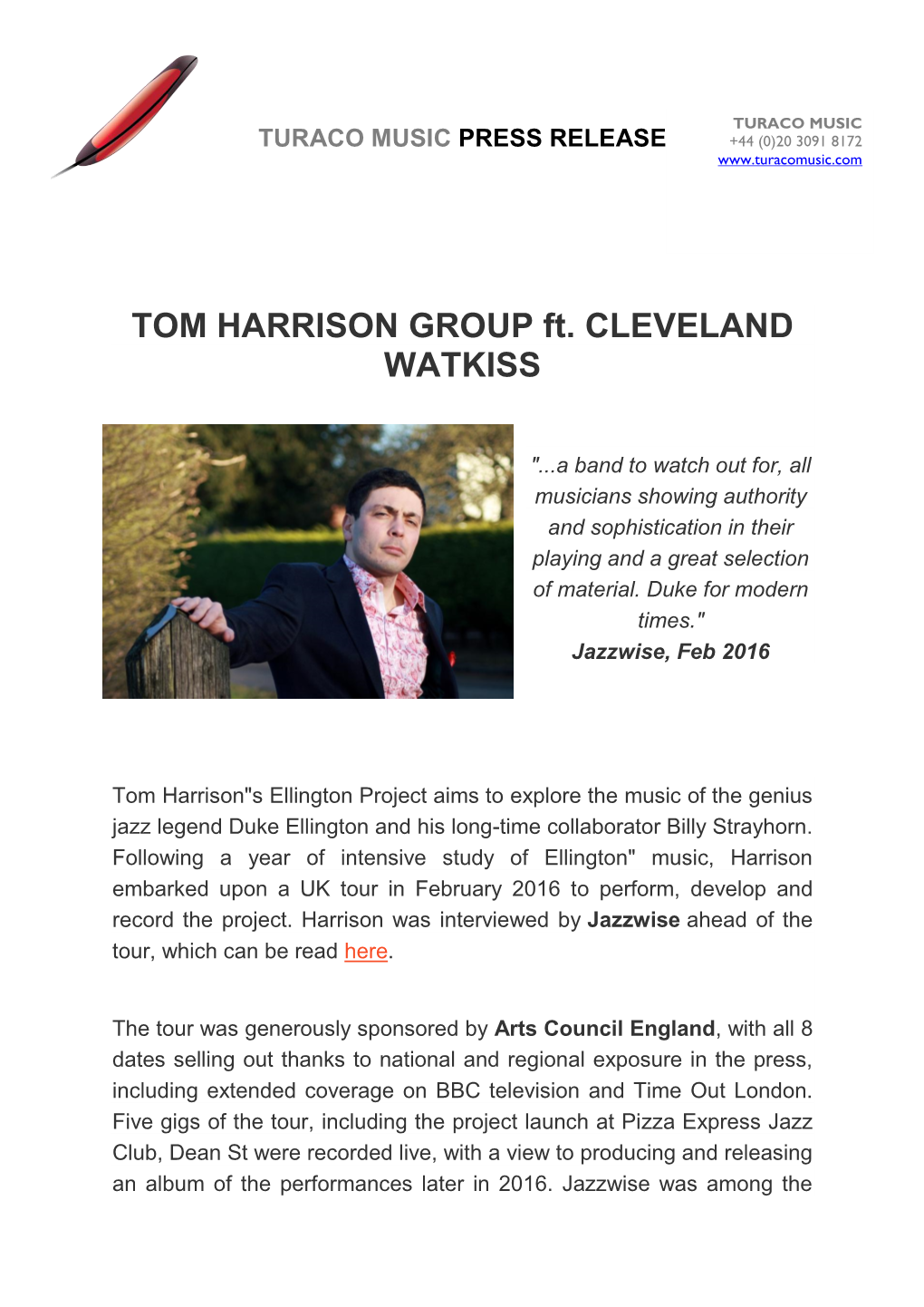 TOM HARRISON GROUP Ft. CLEVELAND WATKISS