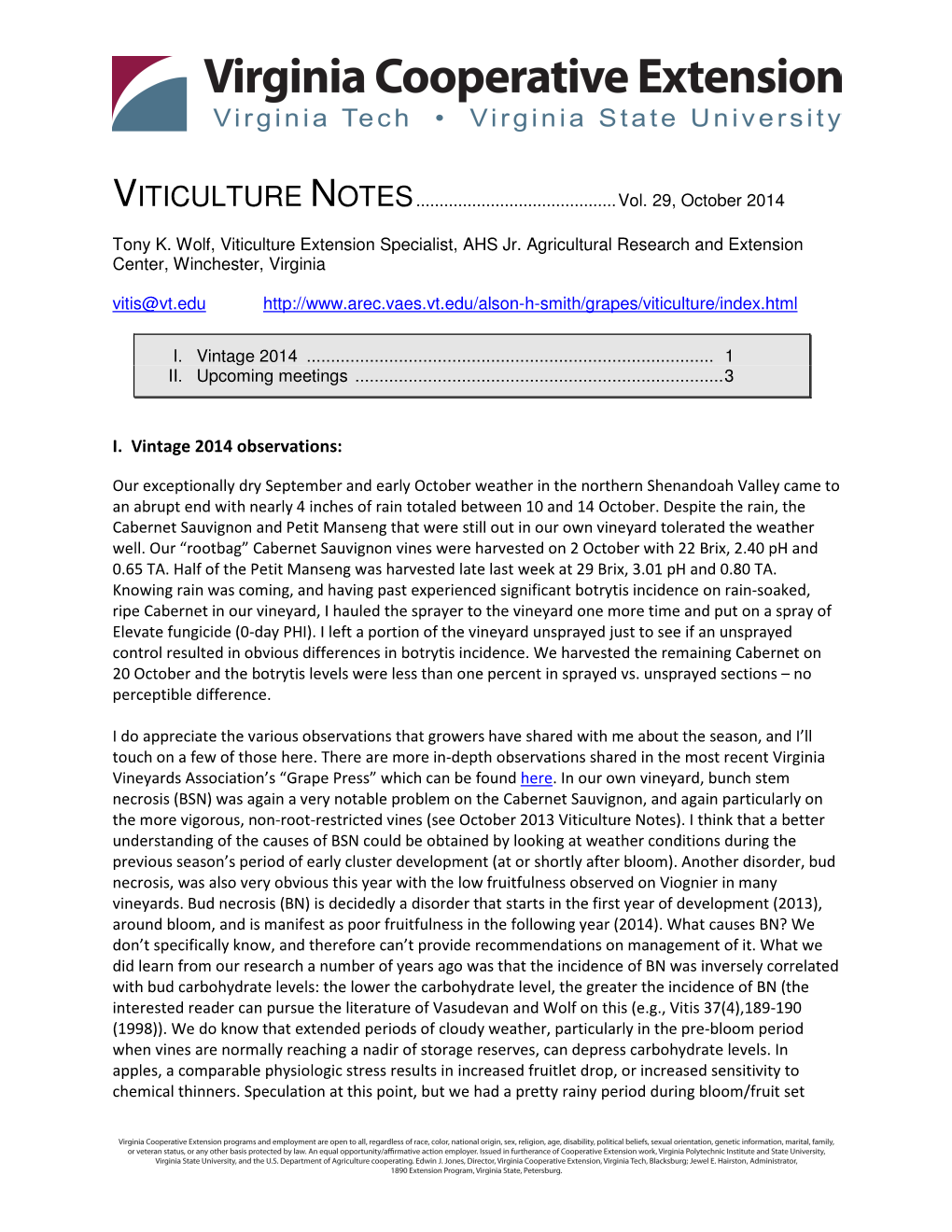 Viticulture Notes October 2014