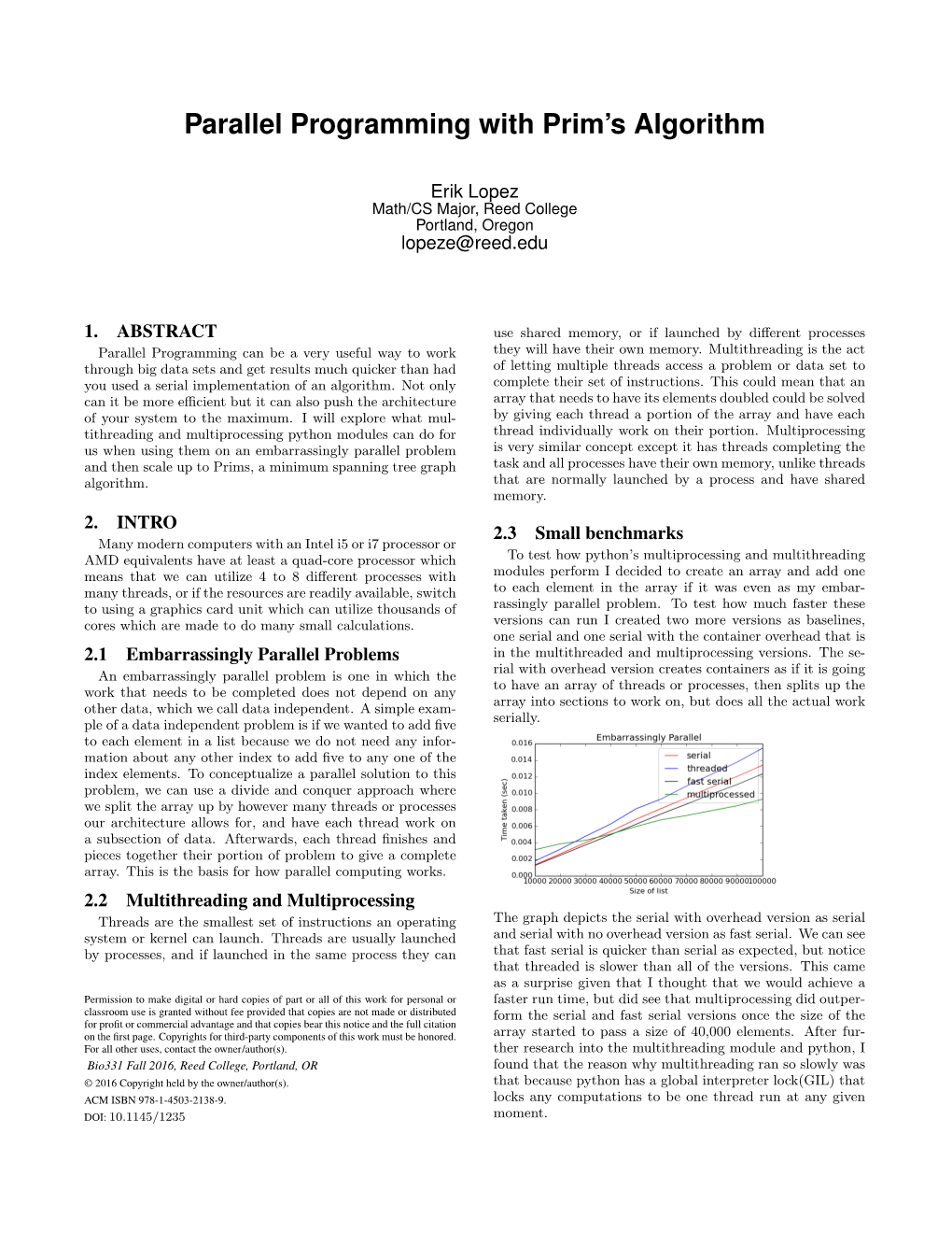 Parallel Programming with Prim's Algorithm