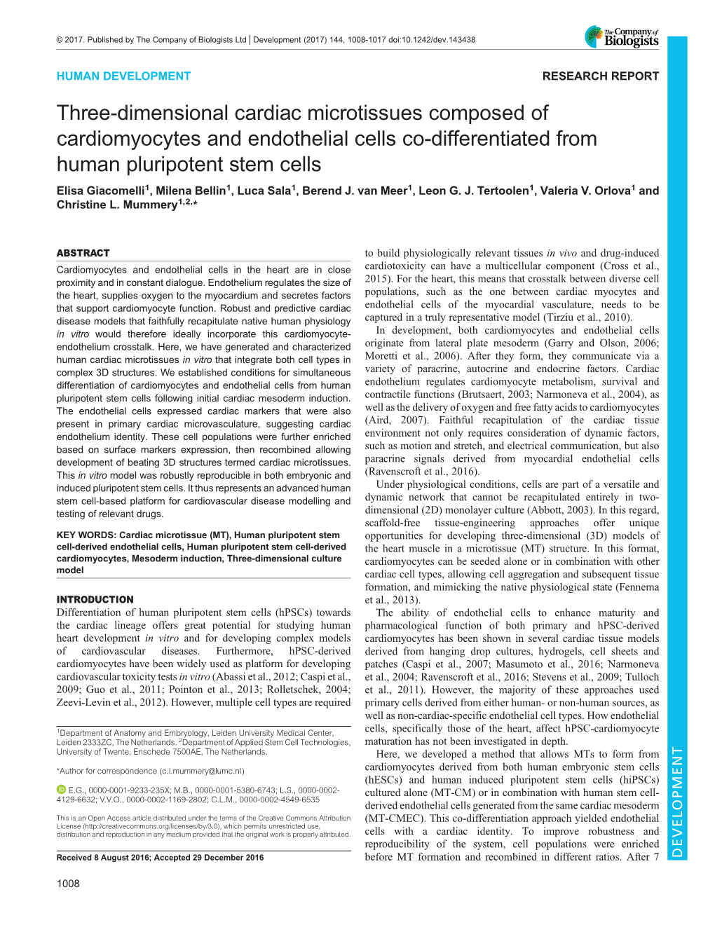 Three-Dimensional Cardiac Microtissues Composed Of