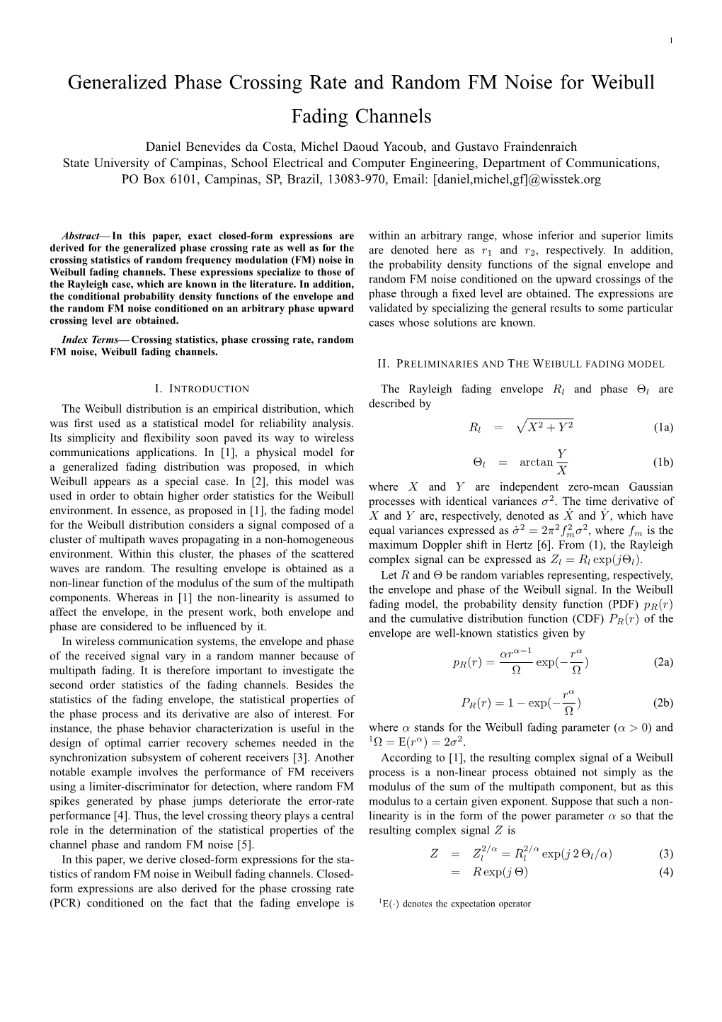 Generalized Phase Crossing Rate and Random FM Noise for Weibull Fading Channels