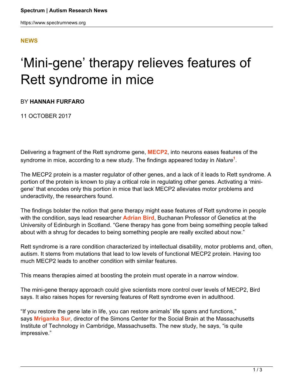 Mini-Gene' Therapy Relieves Features