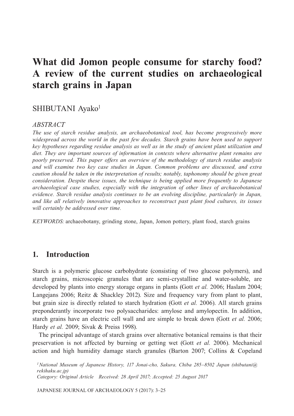 A Review of the Current Studies on Archaeological Starch Grains in Japan